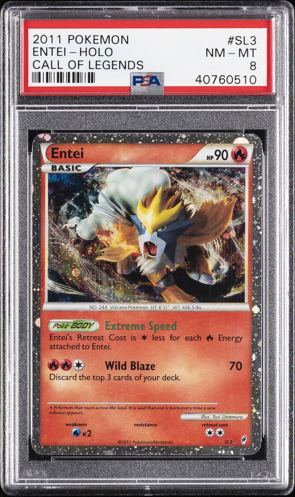 2011 POKEMON CALL OF LEGENDS #SL3 ENTEI-HOLO PSA 8