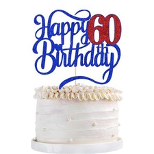 Glitter Happy 60th Birthday Cake Topper-Hello 60  Cheers to 60 Years Gold4