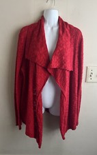 Jones New York Signature Women s XL Red Shawl Collar Open Front Cardigan Sweater