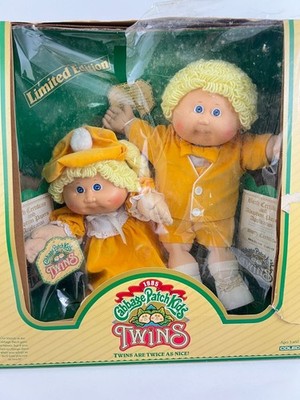 1985 Vintage Cabbage Patch Kids Twins Blonde Hair Blue Eyes Limited Edition