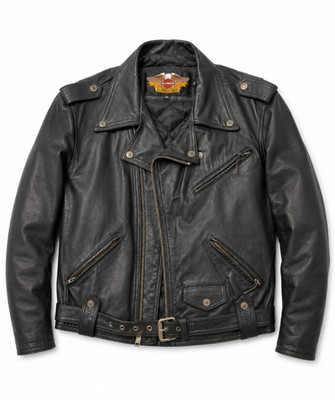 Harley-Davidson Black Leather Motorcycle Biker Jacket with Wing Logo