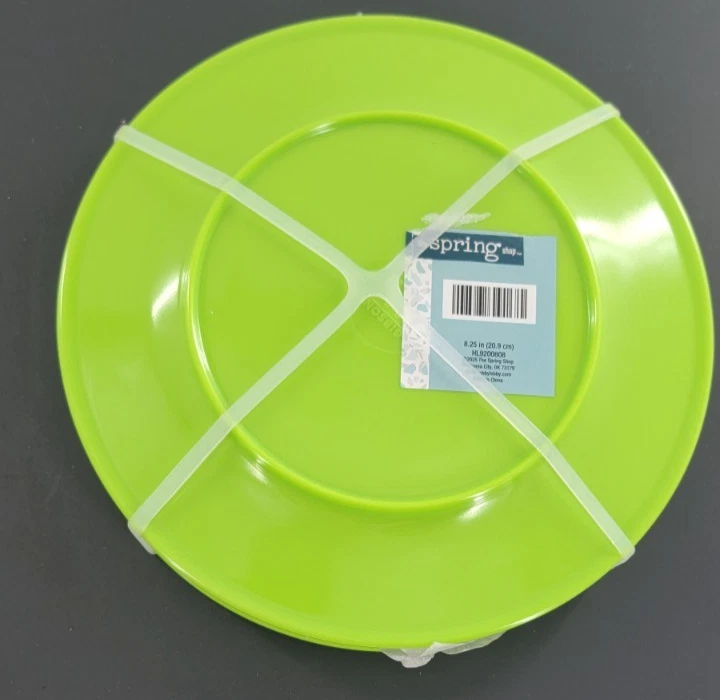 Gibson Home Set of 4 Lime Green Melamine Dessert Salad Plates 8.25”  NEW - Image 3 of 4