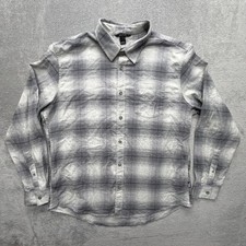 Eddie Bauer Shirt Mens XL Gray Plaid Field Flannel Flex 2.0 Stretch Button Front