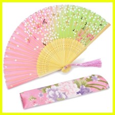 Delicate Bamboo and Silk Folding Fan - Handmade Vintage Charm for Various Events
