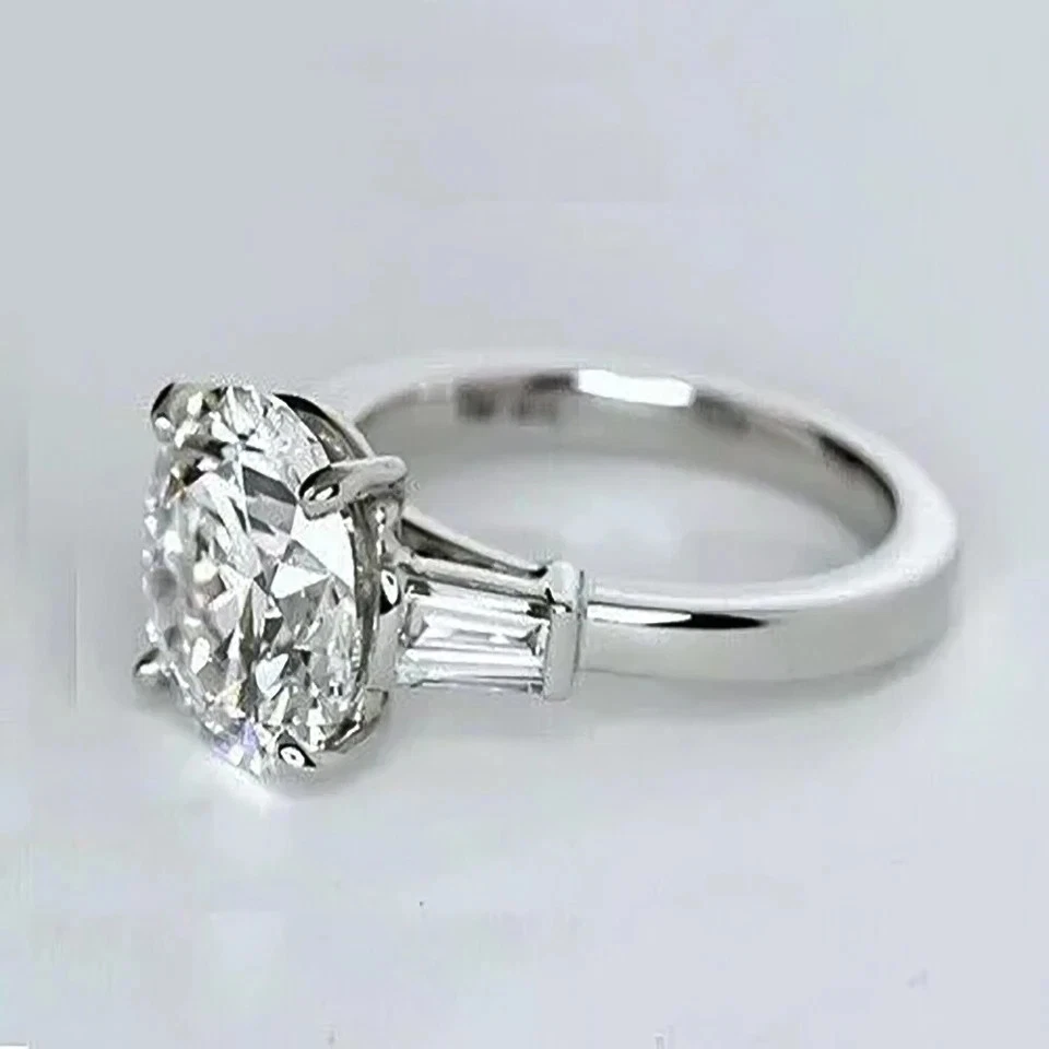 3.50 Ct Round White Lab Grown Diamond Solitaire Engagement Ring 10k White Gold - Image 2 of 4
