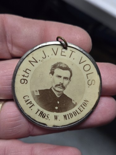 RARE Civil War Captain Thomas W Middleton NJ Volunteer Reunion Medal Pin Badge