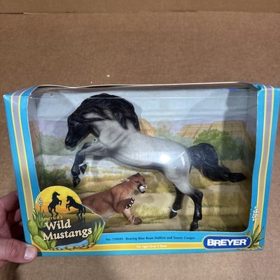Rare 2007 Breyer No. 750201 Rearing Blue Roan Stallion And Cougar NEW IN BOX