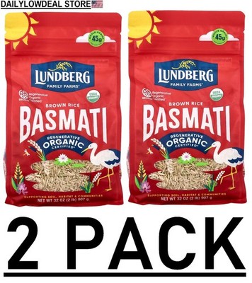 2 PACK Lundberg Organic Brown Basmati Rice, 2 lb (Total 4 lb)