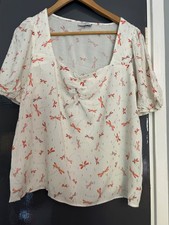 ladies summer top size 16 coral and cream