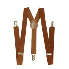 Adjustable Adult Brown Suspenders for Men Women with Strong Clips Classic St