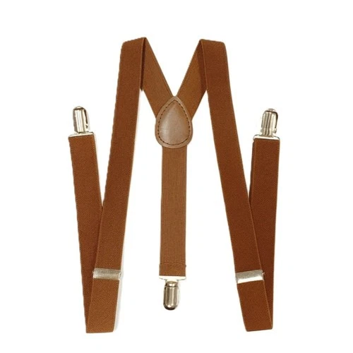 Adjustable Adult Brown Suspenders for Men & Women with Strong Clips – Classic St