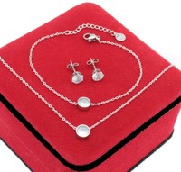 Schmuckset Halskette Armband Ohrringe Edelstahl Zirkonia Silber