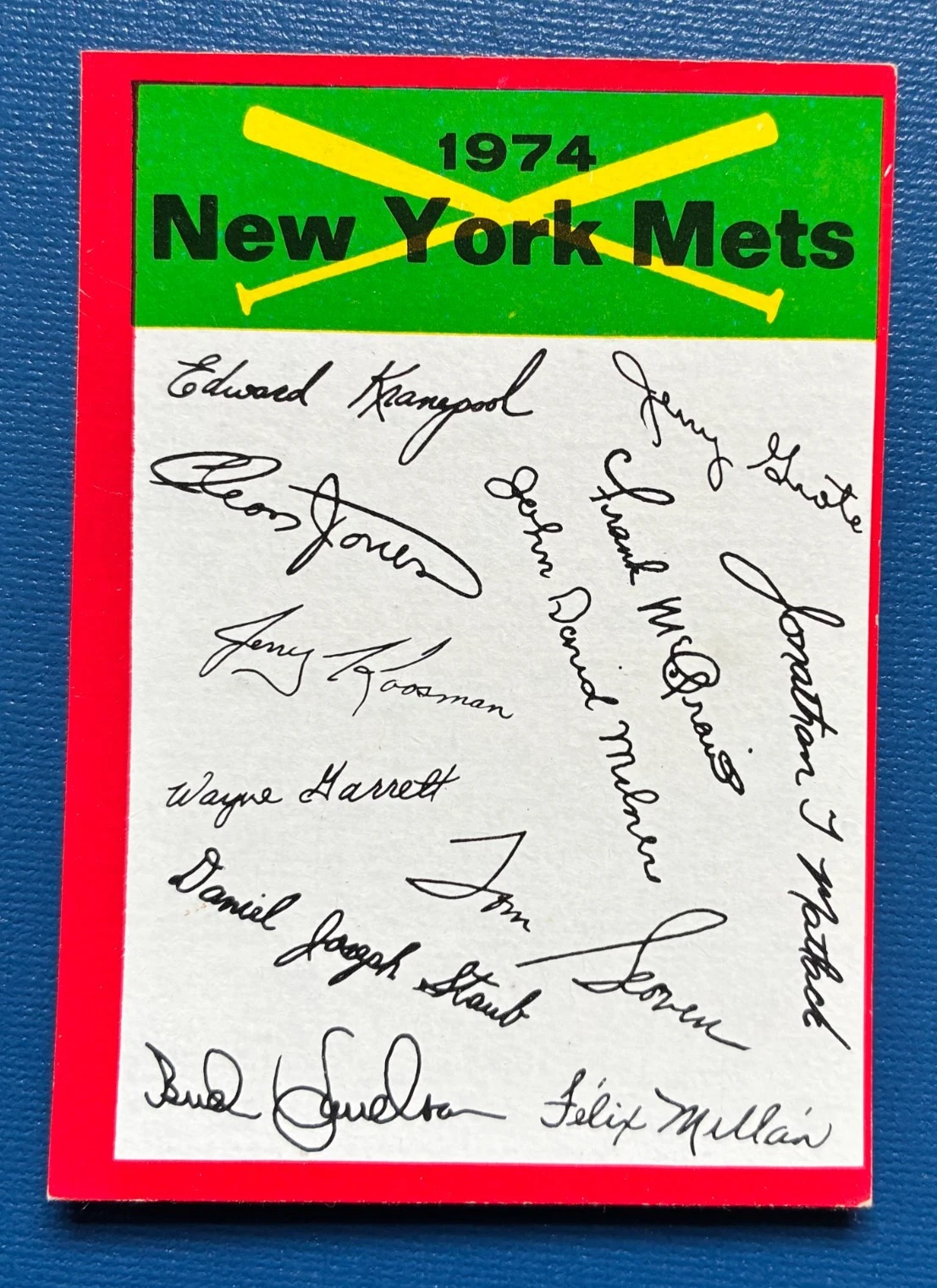 1974 Topps Baseball #NNO New York Mets Red Unmarked Checklist - EX+