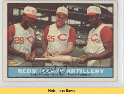 1961 Topps Vada Pinson Gus Bell Frank Robinson #25 HOF READ m5x