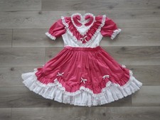 Vintage Emma  s Rainbow Of California Girls Dress Size 12 Hot Pink And White