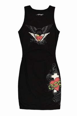 ED HARDY Heart Wing Cut-Out Rib Tank Women s Dress Black Size XL (EHW3201-1)