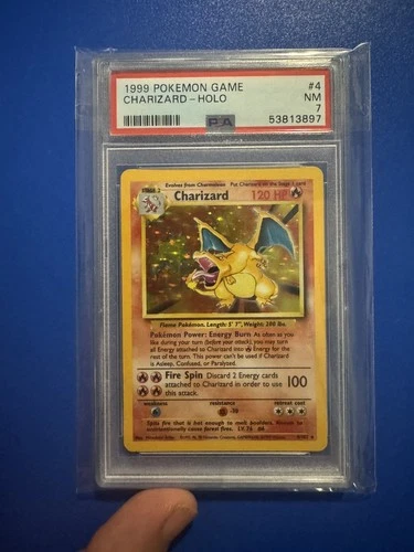 1999 POKEMON BASE SET UNLIMITED #4 CHARIZARD-HOLO PSA 7