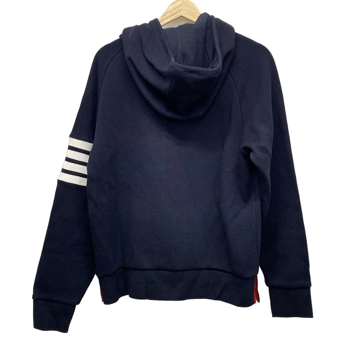 Felpa con cappuccio uomo originale THOM BROWNE MJT204A 06452 415 bianco navy scuro