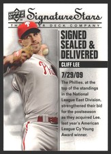Cliff Lee #SSD-6 2009 Upper Deck Signature Stars Signed Sealed and Delivered