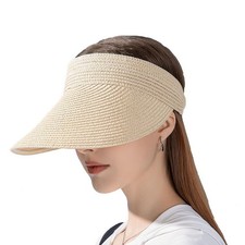 Womens Sun Visor Hat Straw Cap UV Protection Wide Brim Travel Golf Hiking