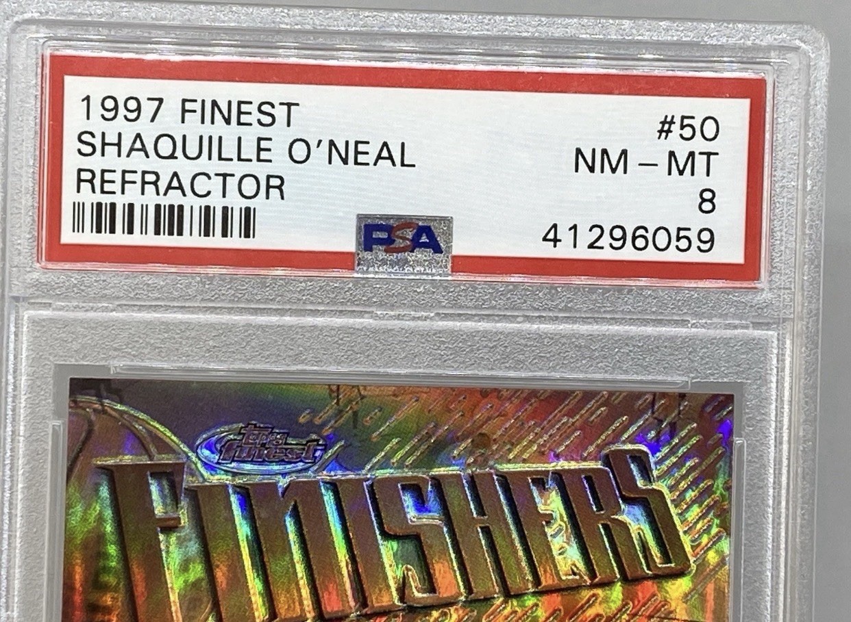 1997 FINEST REFRACTOR #50 SHAQUILLE O'NEAL PSA 8 POP 13 view 2