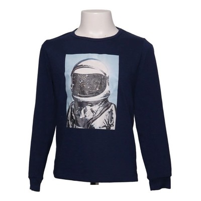 Simple Kids, Langarmshirt, Größe: 128, Blau, Baumwolle/Polyester, Print #ZWl