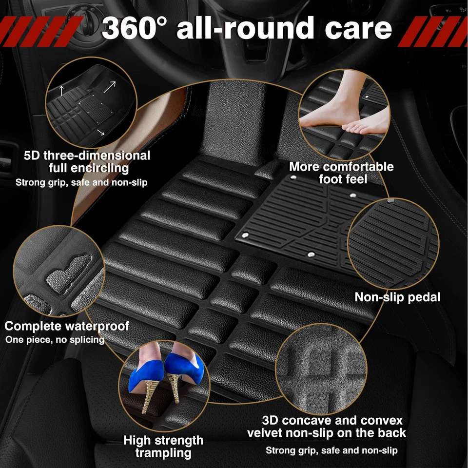 For Nissan Leather Car Floor Mats Front & Rear Car Liners All Weather Non-Slip Foto 4 de 4