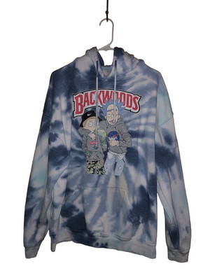 Backwoods Rick And Morty Blue Tie-Die Pullover Hoodie Size Men's LRG 420 Hippie