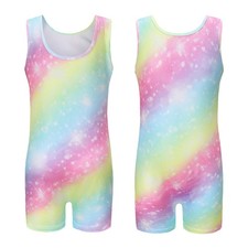 M&auml;dchen Trikot &Uuml;bung Body Sportlich Gymnastik Ballett Regenbogen Mit Shorts