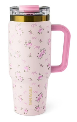 Thyme & Table 32oz Stainless Steel Luna Tumbler with Handle and Dual Straw Lid