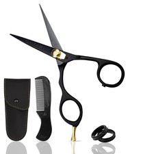 Hair Cutting Shears - 5.5 in, Black, Left Hand - 420C Japanese Steel Blades -...