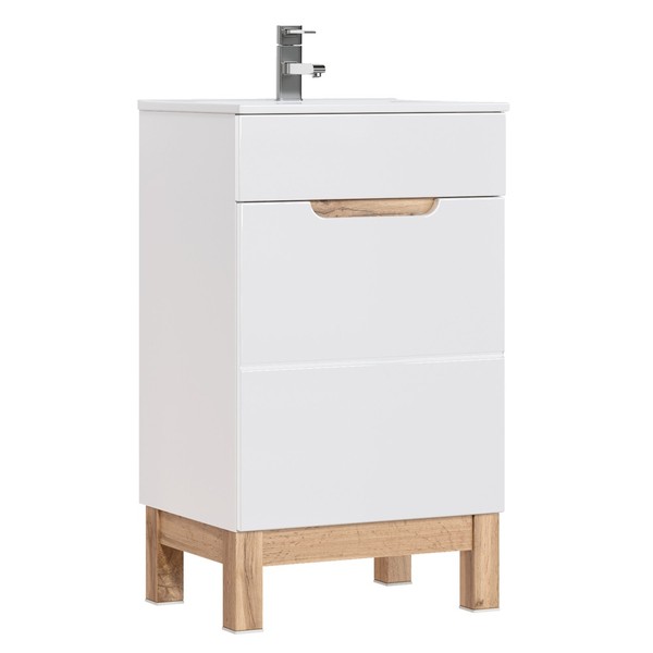 Waschtisch Unterschrank 52 Cm Keramik Waschbecken Hochglanz BadmöBel Badezimmer-image