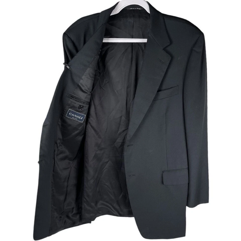 Blazer Canali 54L / US 44L Negro 100% Lana Pura Oro Cresta Metal Botón Hombre Foto 2 de 4