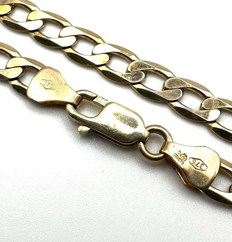 9ct Gold Curb Chain SOLID 9K Yellow Gold Chain 20 Inch Men’s Curb Chain