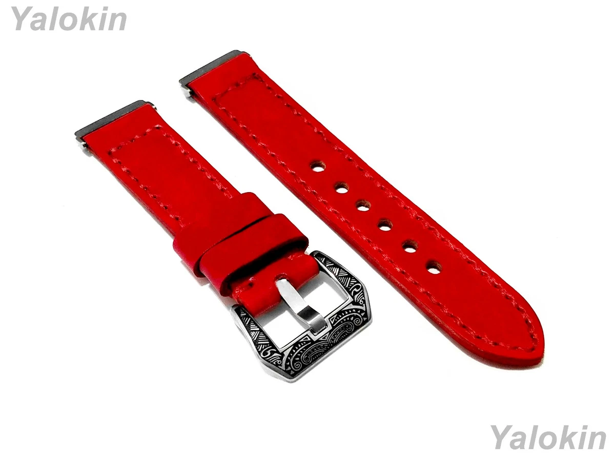 Red Brushed Leather Band Strap for Fitbit Versa 3 4 and Sense 2