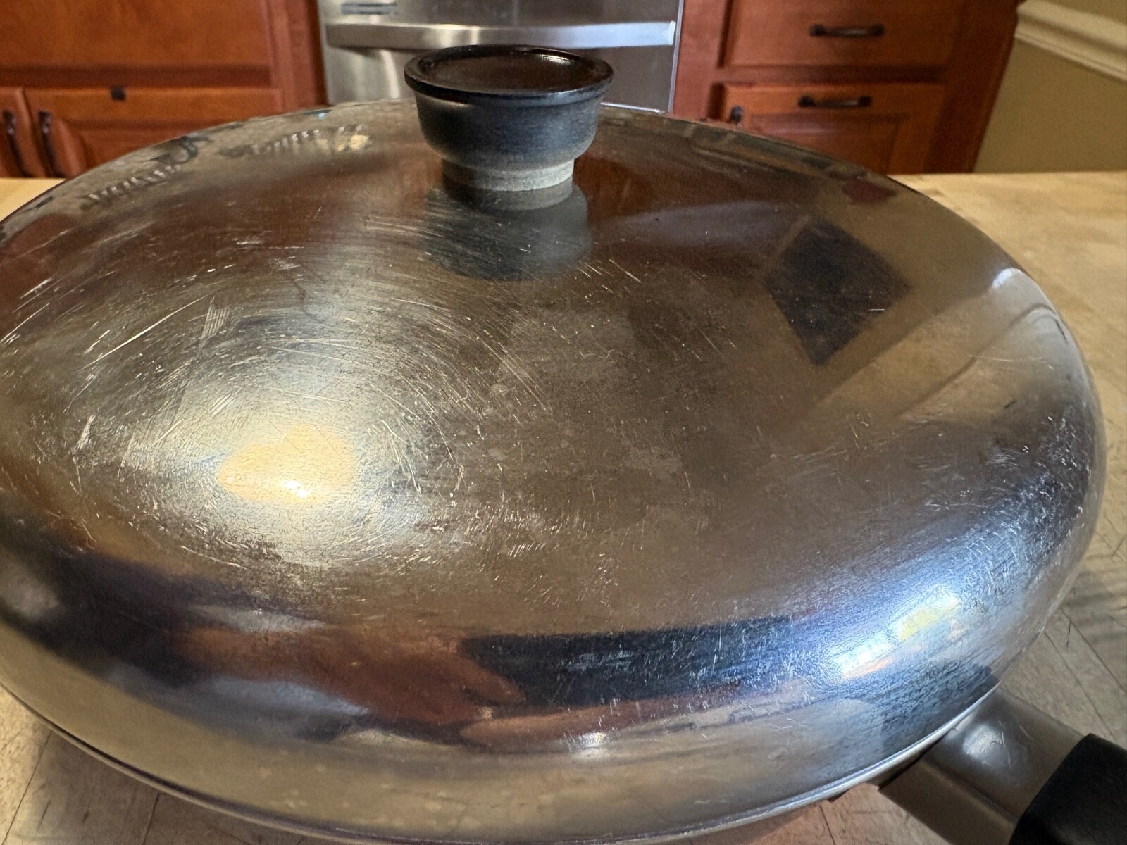 Vtg Sears Maid Of Honor Copper Bottom Stainless 10.5” Skillet Frying Pan w/Lid