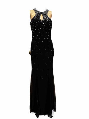 NWT Morgan Co Formal Gown Pageant Prom Maxi Beaded Halter Sleeveless Sz 