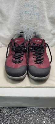 Ecco Size 8 Ladies Red And Black Shoes/ Laces Euro Size 39 With Goretex 