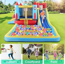 13X12ft Inflatable Bounce House Rocket Castle Bouncy House w/2 Water Slides Gift
