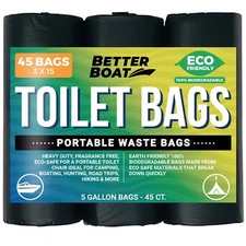 Biodegradable Portable Toilet Bags 45-Pack for Camping Boating 5 Gallon