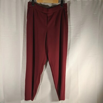 Babaton Red Berry Burgundy Slacks Dress Pants Vegan Silk Triacetate Women's  6 | eBay