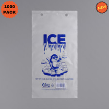 1000 CASE 8 Lb WICKETED Clear Plastic Ice Bags Store Commercial Barcode Blue