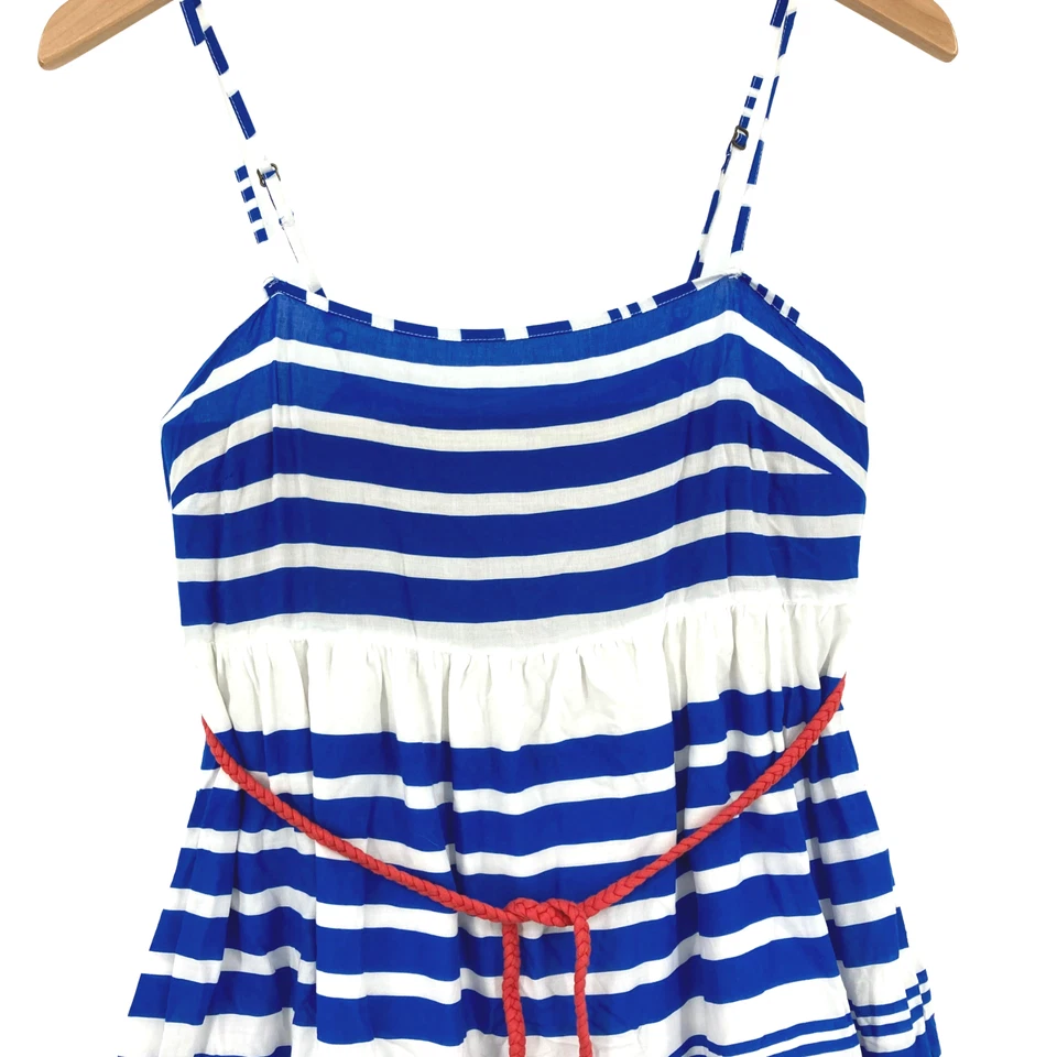 Vestido Cami Zara TRF Niñas Azul y Blanco Rayas Algodón Correa Espagueti Talla Grande Foto 4 de 4