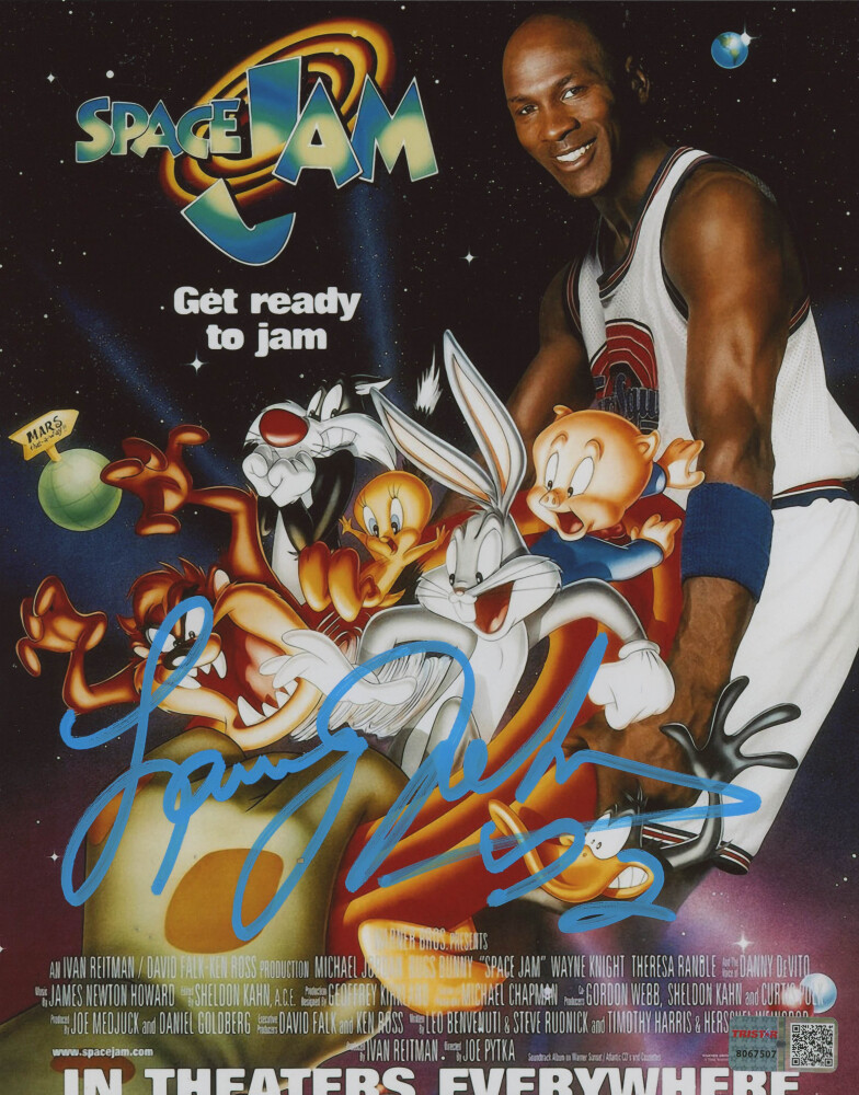 Larry Johnson Signed Space Jam 8x10 Movie Photo Retro 90s