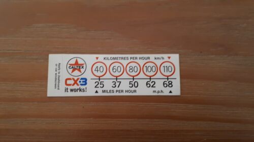 COLLECTABLE VINTAGE CALTEX AVERTISING DECAL/STICKER-MILES TO KILOMETRES PER HOUR - Picture 1 of 2