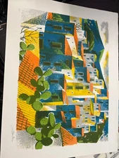 VINTAGE LIMITED EDITION HND SIGNED SOUTHWEST CITYSCAPE ART PRINT REGINALD LANDER