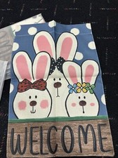 Super Tough Easter Garden Flag - Bunny Welcome - 12in x 18in Easter