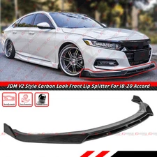 For 2018-20 Honda Accord JDM V2 Style Carbon Look Front Bumper Chin Lip Splitter