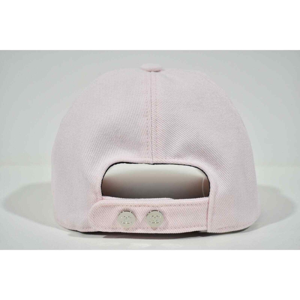 Chanel 22P Light Pink Denim Gold Sequin CC Logo Baseball Cap