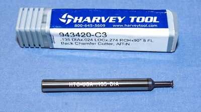 Harvey Tool 943420-C3 Carbide Back chamfer cutter 0.135'' dia. x 45* per side